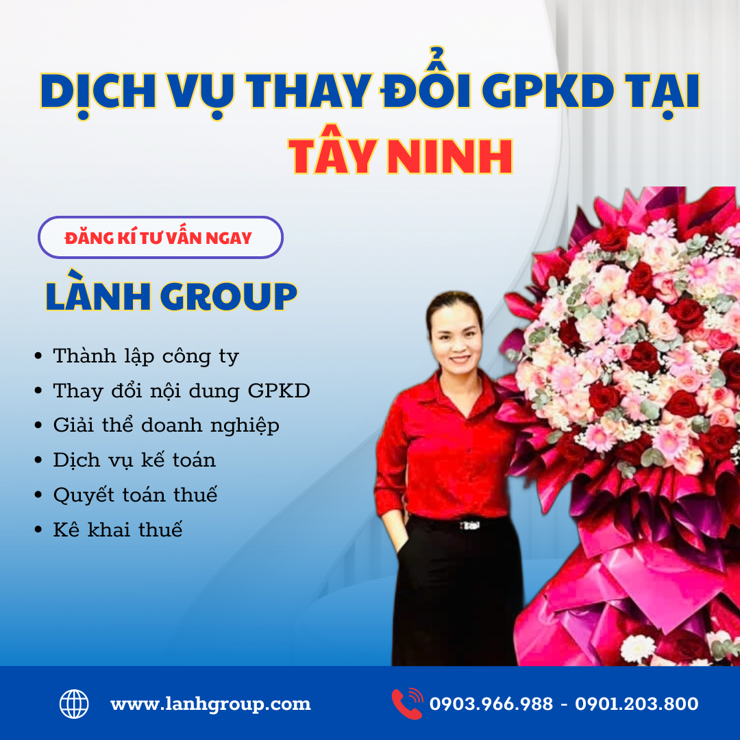 Thay đổi GPKD tại Tây Ninh