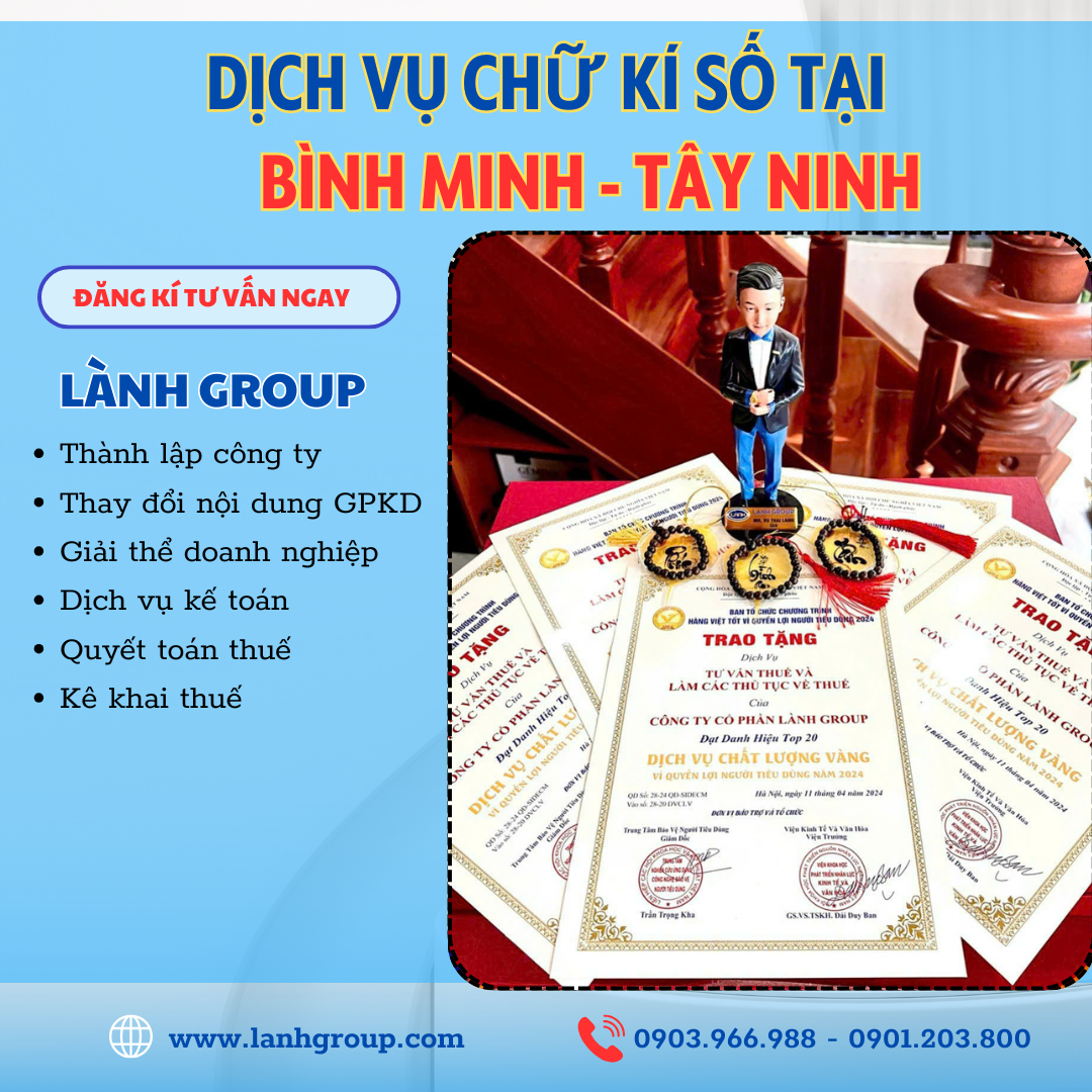 Dịch Vụ Chữ Ký Số Tại Phường Bình Minh, Tây Ninh – Uy Tín, Nhanh Chóng, Chuyên Nghiệp | Lành Group Tây Ninh