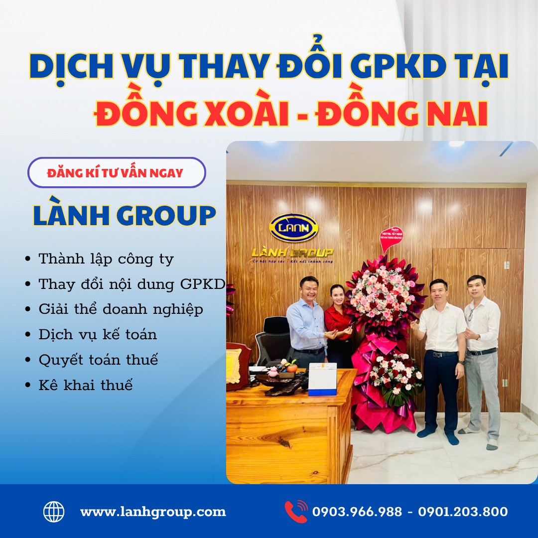 Dịch Vụ Thay Đổi Giấy Phép Kinh Doanh Tại Phường Đồng Xoài, Đồng Nai – Trọn Gói, Nhanh Chóng, Chuẩn Luật