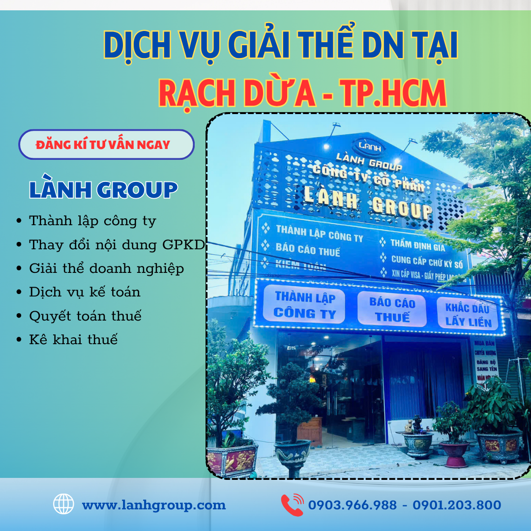 Dịch Vụ Giải Thể Doanh Nghiệp Tại Phường Rạch Dừa, TP. Hồ Chí Minh – Lành Group Vũng Tàu | Uy Tín – Nhanh Gọn – Đúng Luật