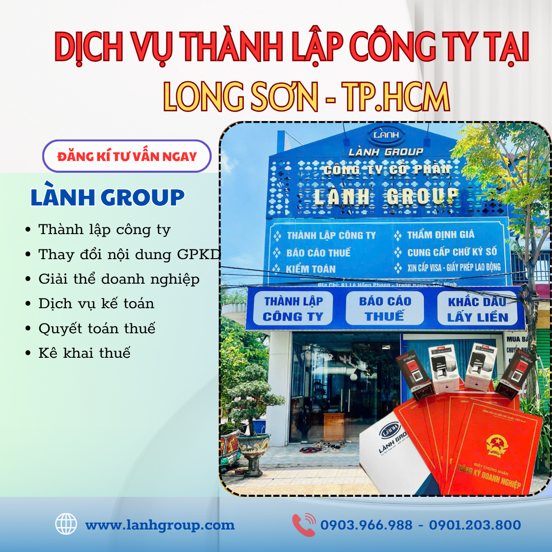 Dịch vụ thành lập công ty tại xã Long Sơn, TP.HCM – Lành Group