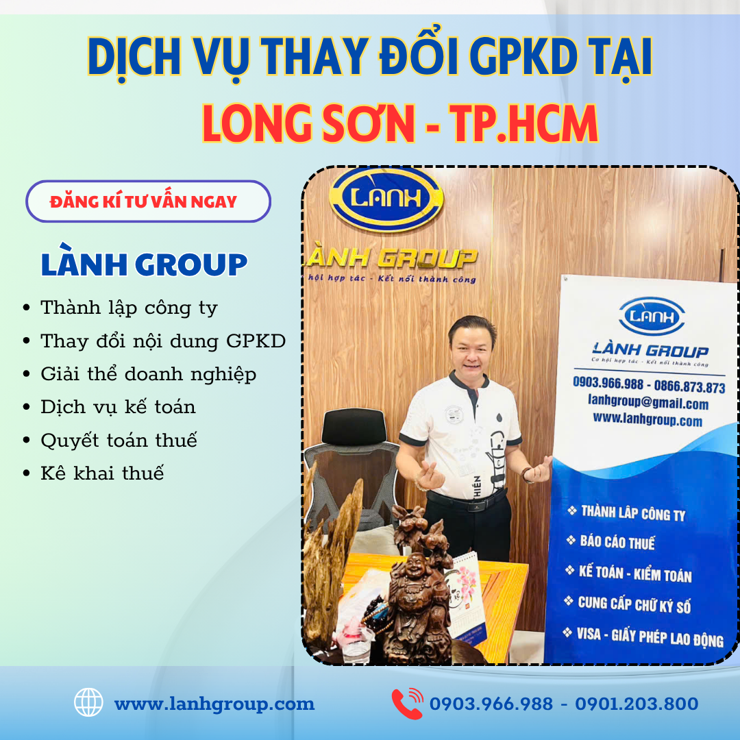 Dịch Vụ Thay Đổi Giấy Phép Kinh Doanh Tại Xã Long Sơn, TP.HCM – Lành Group Vũng Tàu Hỗ Trợ Nhanh, Hợp Pháp Và Uy Tín