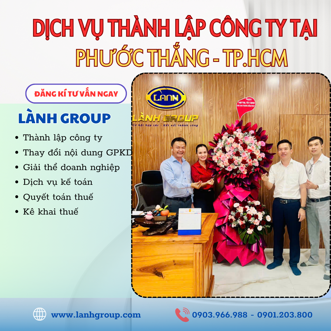 Thành lập công ty tại Phường  Phước  Thắng, TP. Hồ Chí Minh – Dịch vụ trọn gói Lành Group