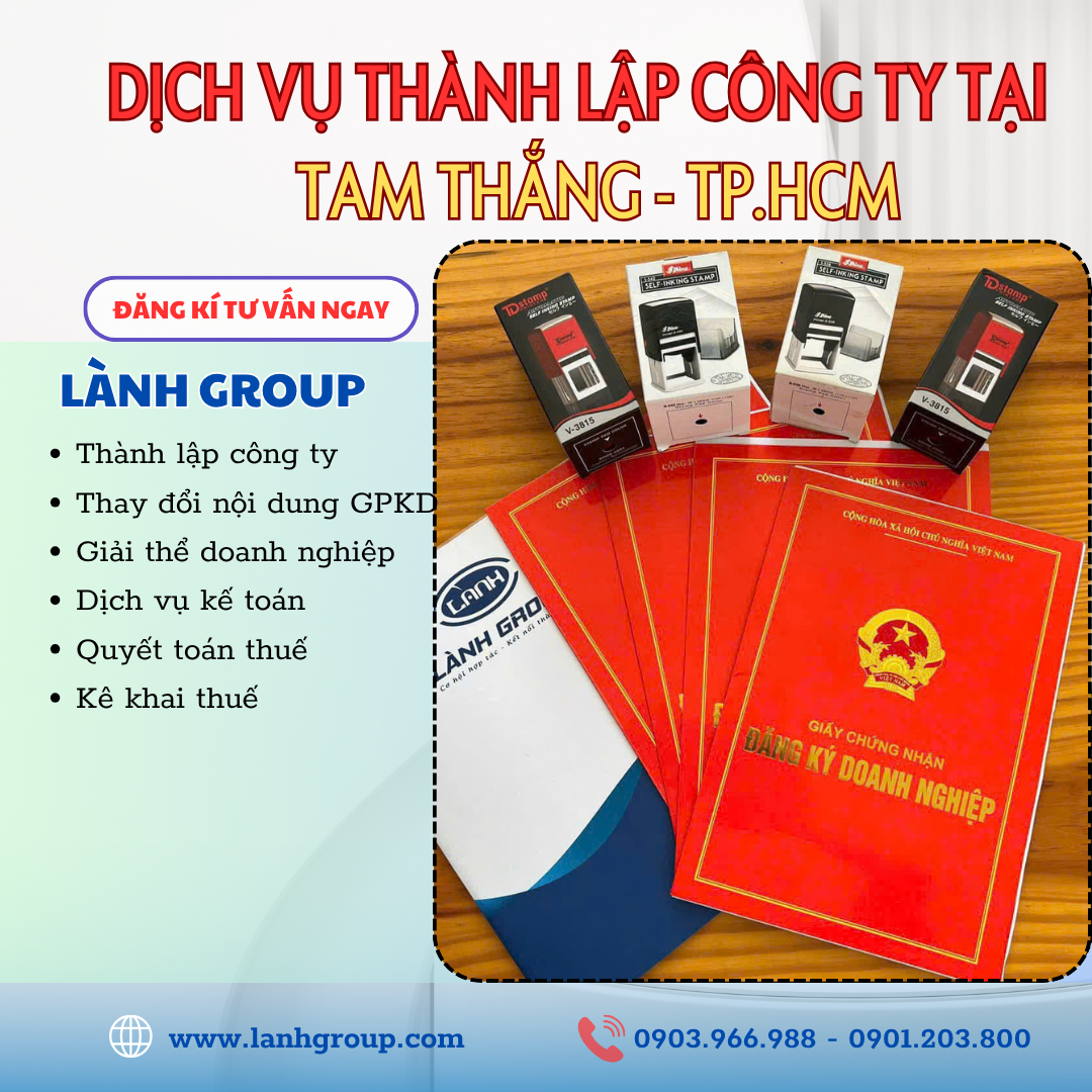 Dịch vụ thành lập công ty tại phường Tam Thắng, TP.HCM – Lành Group