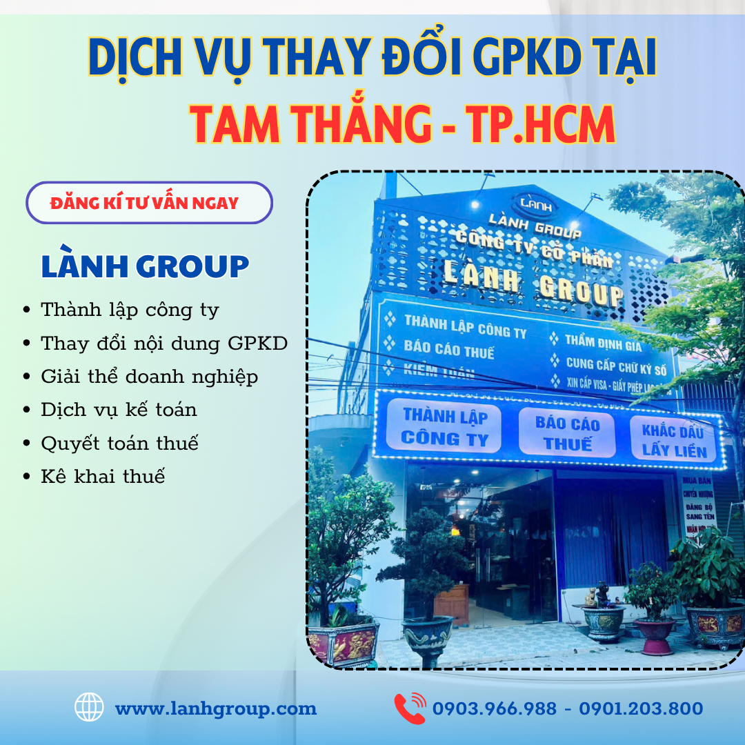 Dịch Vụ Thay Đổi Giấy Phép Kinh Doanh Tại Phường Tam Thắng, TP.HCM – Lành Group Vũng Tàu Hỗ Trợ Trọn Gói, Nhanh, Hợp Pháp