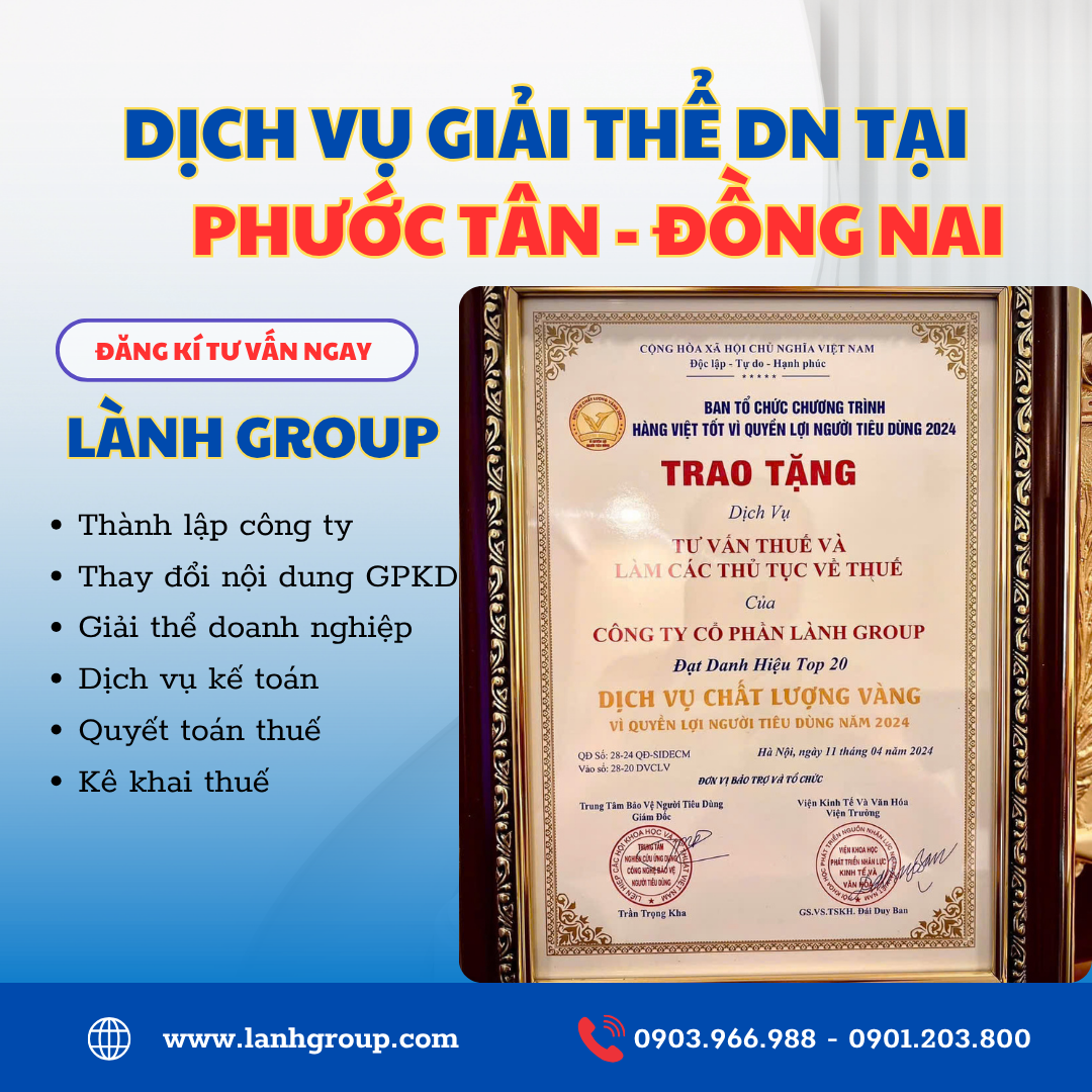 Dịch Vụ Giải Thể Doanh Nghiệp Uy Tín tại Phường Phước Tân, Đồng Nai – Lành Group Biên Hòa